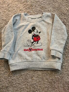 Disney Light Gray Mickey Mouse Walt Disney World Sweatshirt with Red Accents